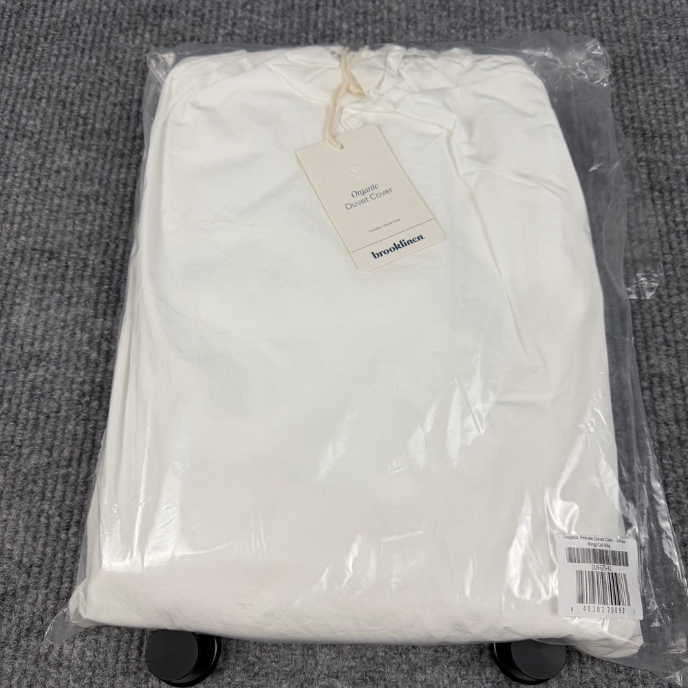 Brooklinen Duvet Cover King/Cali King Organic Percale Cotton White Luxury NEW